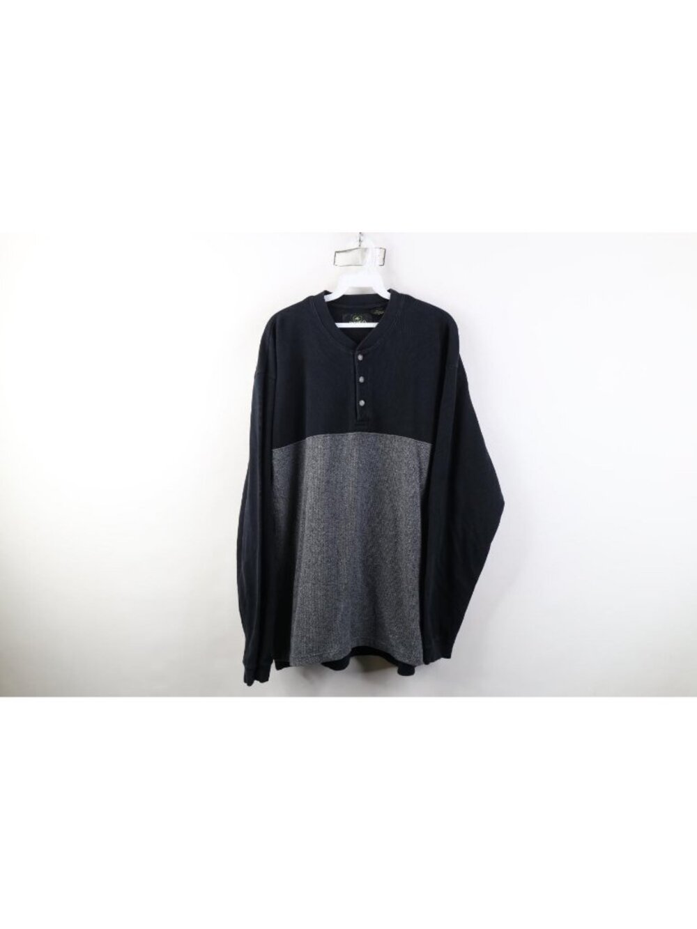 Vintage 90s Streetwear Mens Large Heavyweight Thermal Ribbed Knit Henley T-Shirt